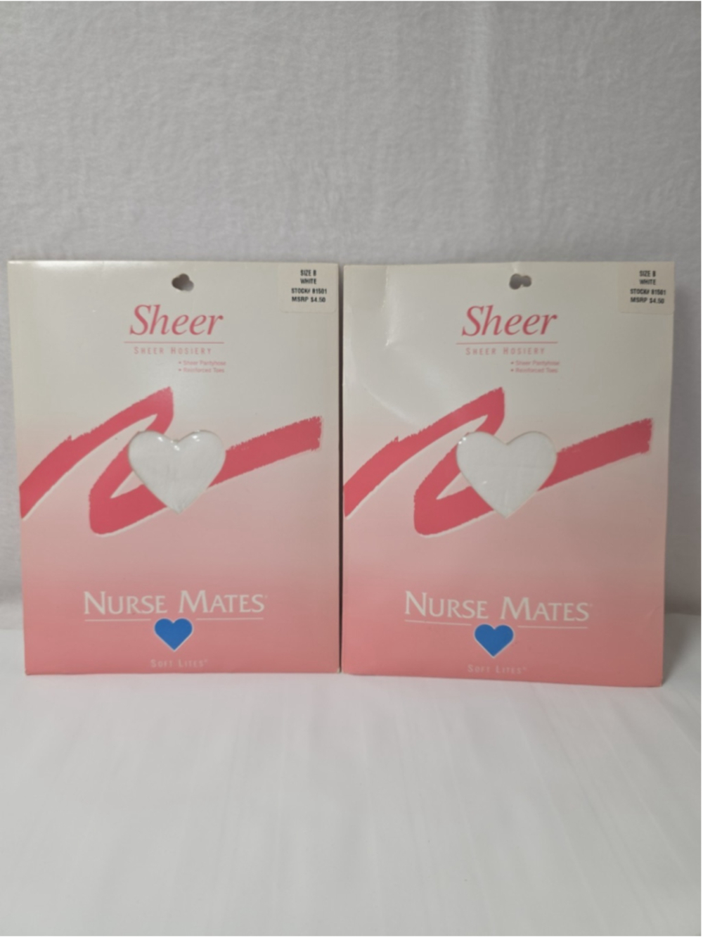 2 Nurse Mates B White Sheer Hosiery Pantyhose Nylons Stockings 81501 Soft Lites
